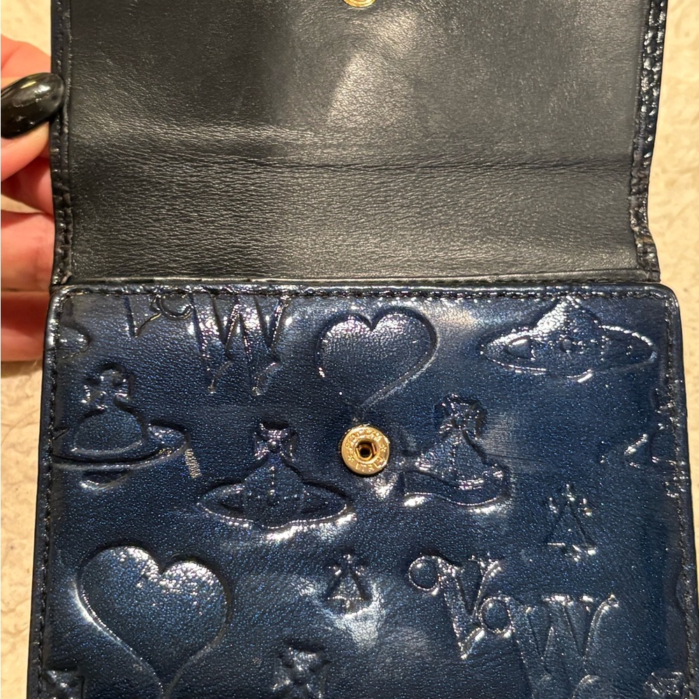 RARE Vivienne Westwood Dark Blue/Navy Genuine Patent Leather Trifold Wallet - Picture 10 of 10